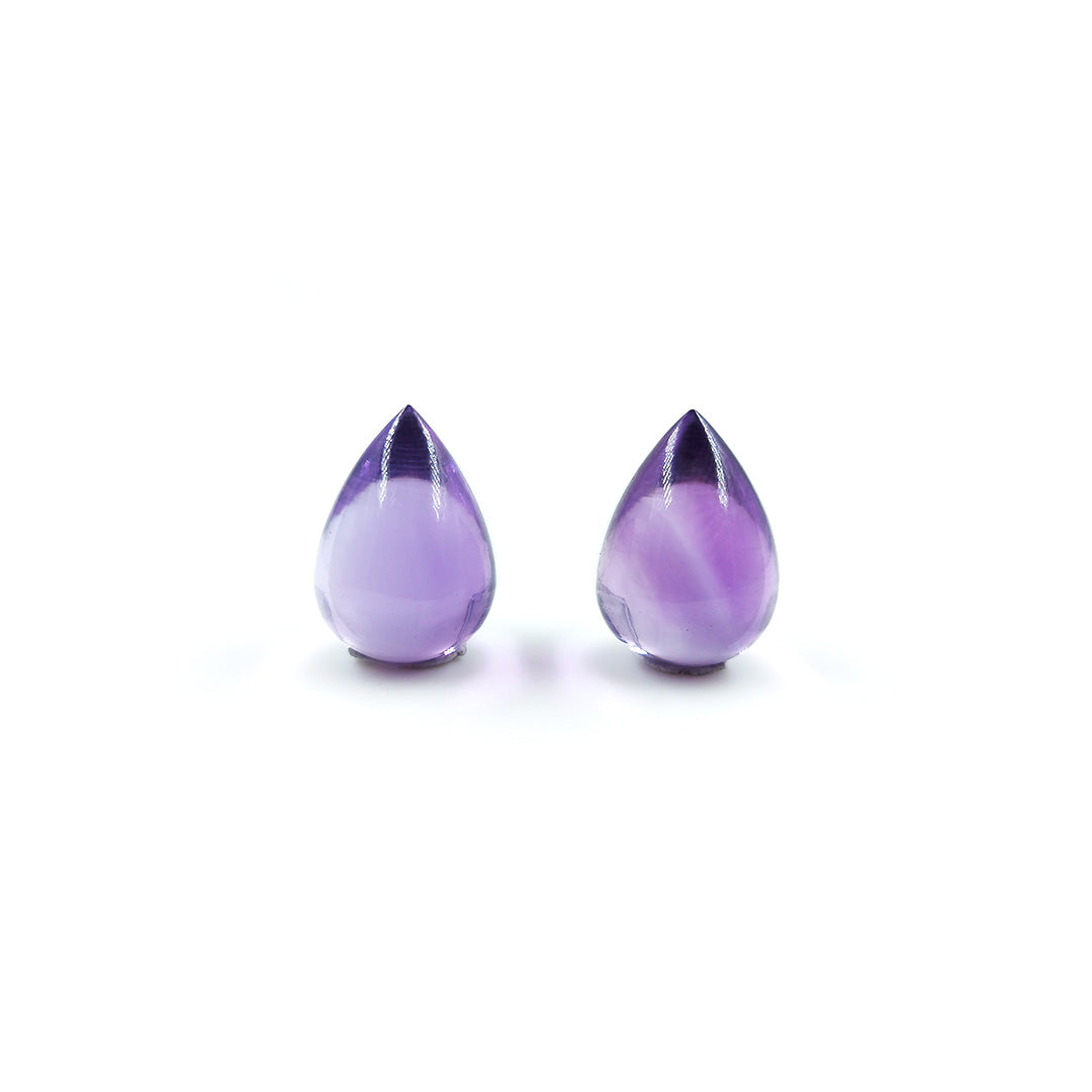 Natural Brazil Amethyst Plain Drops Matching Pair, 18mmx14mm