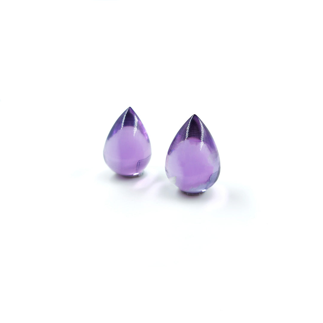 Natural Brazil Amethyst Plain Drops Matching Pair, 18mmx14mm