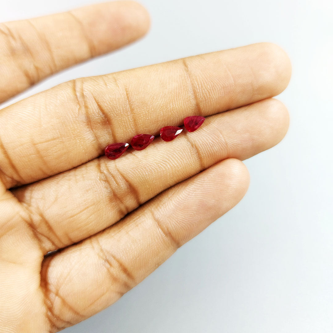 Natural Mozambique Ruby Calibrated Pears | 6x4mm