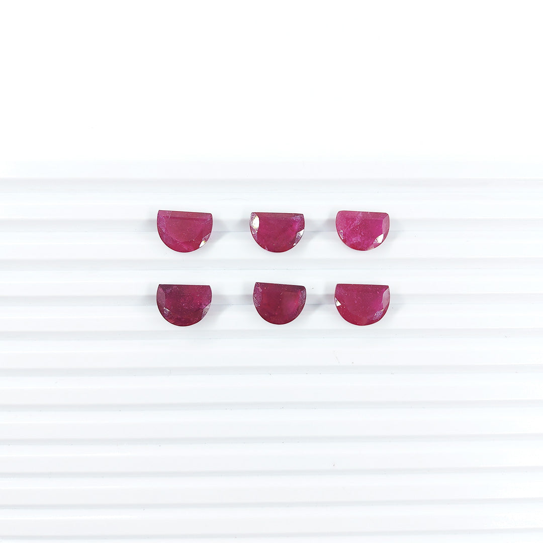 Natural Bangkok Ruby Half Moons | 12x8.5mm