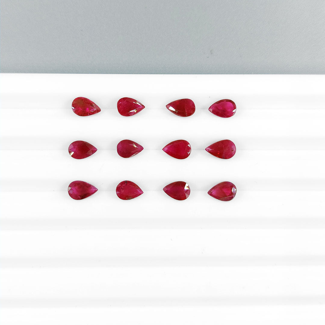 Natural Burma Ruby Heated Calibrated Pears, 6X4mm