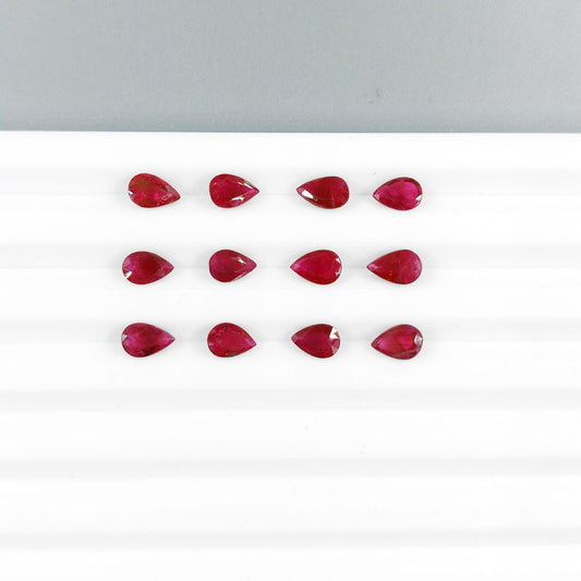 Natural Burma Ruby Heated Calibrated Pears, 6X4mm