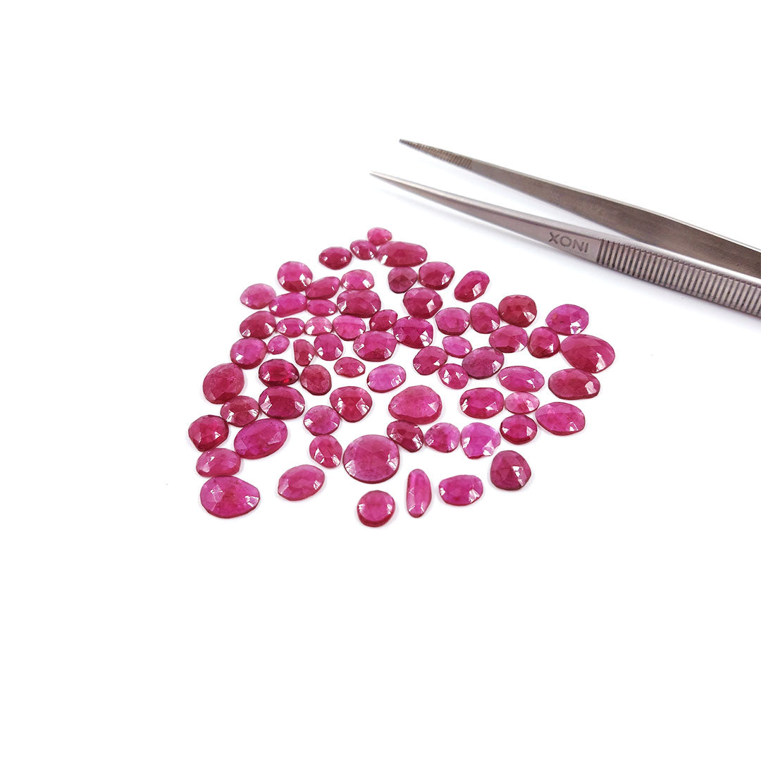 Natural Bangkok Ruby Calibrated Flat Rosecut | Mix Size