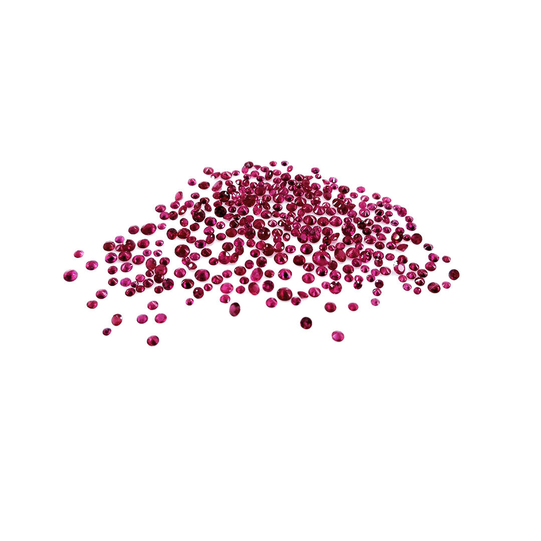 Natural Burma Ruby Calibrated Diamond Cut Rounds | 1.5mm & 2mm