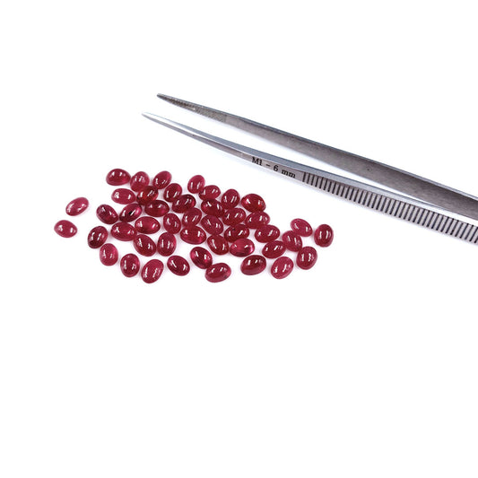 Natural Bangkok Ruby Calibrated Cabochon Ovals | 3x5mm & 4x6mm