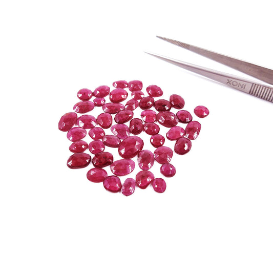 Natural Bangkok Ruby Calibrated Flat Rosecut | Mix Size