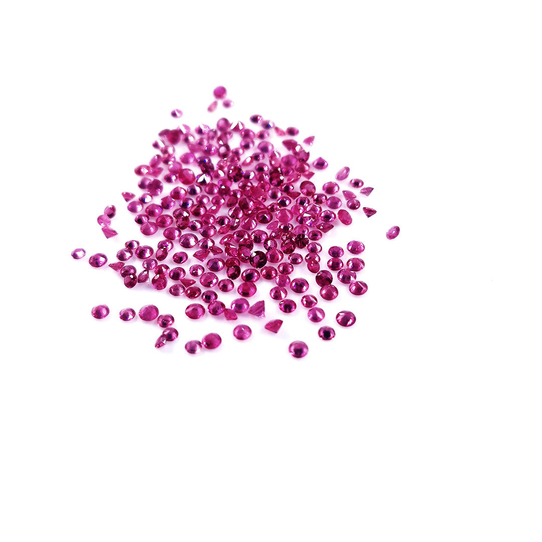 Natural Burma Ruby Calibrated Diamond Cut Rounds | 1.5mm & 2mm