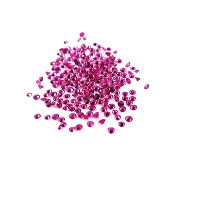 Natural Burma Ruby Calibrated Diamond Cut Rounds | 1.5mm & 2mm