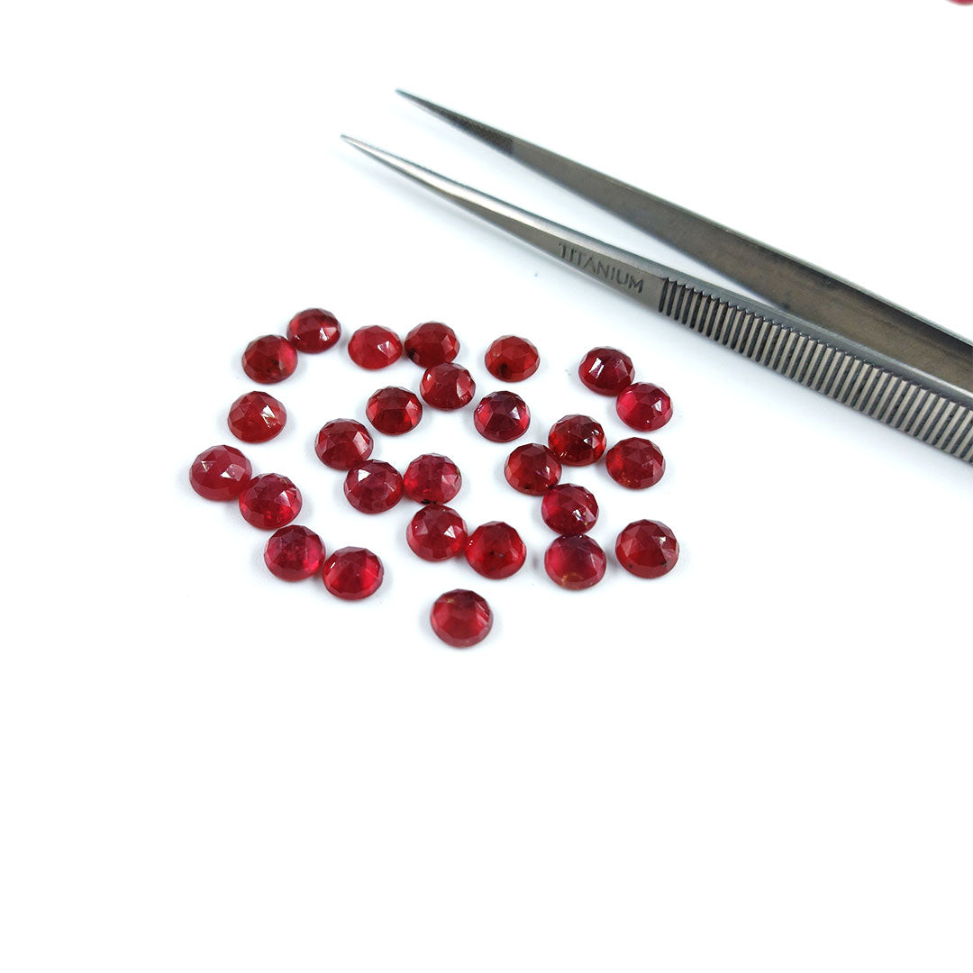 Natural Bangkok Ruby Calibrated Rosecut Rounds | 5mm & 6mm