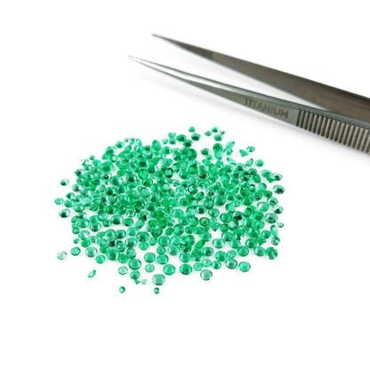 Natural Zambian Emerald Calibrated Diamond Cut Rounds 1mm