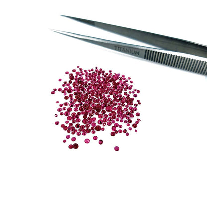 Natural Burma Ruby Calibrated Diamond Cut Rounds | 1.5mm & 2mm