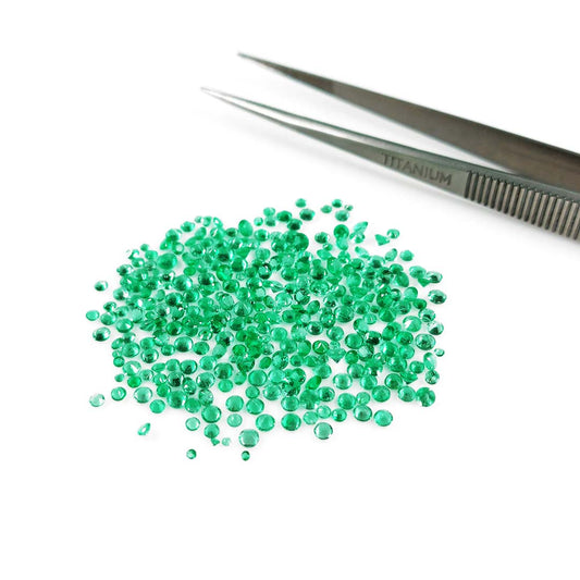 Natural Zambian Emerald Calibrated Diamond Cut Rounds | 1mm & 1.5mm