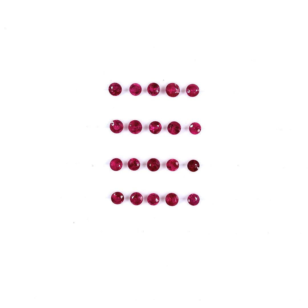 Natural Burma Ruby Calibrated Diamond Cut Rounds 3mm