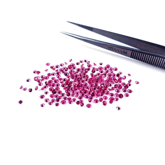 Natural Burma Ruby Calibrated Diamond Cut Rounds | 1.5mm & 2mm