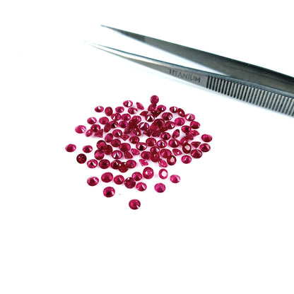 Natural Burma Ruby Calibrated Diamond Cut Rounds 3mm