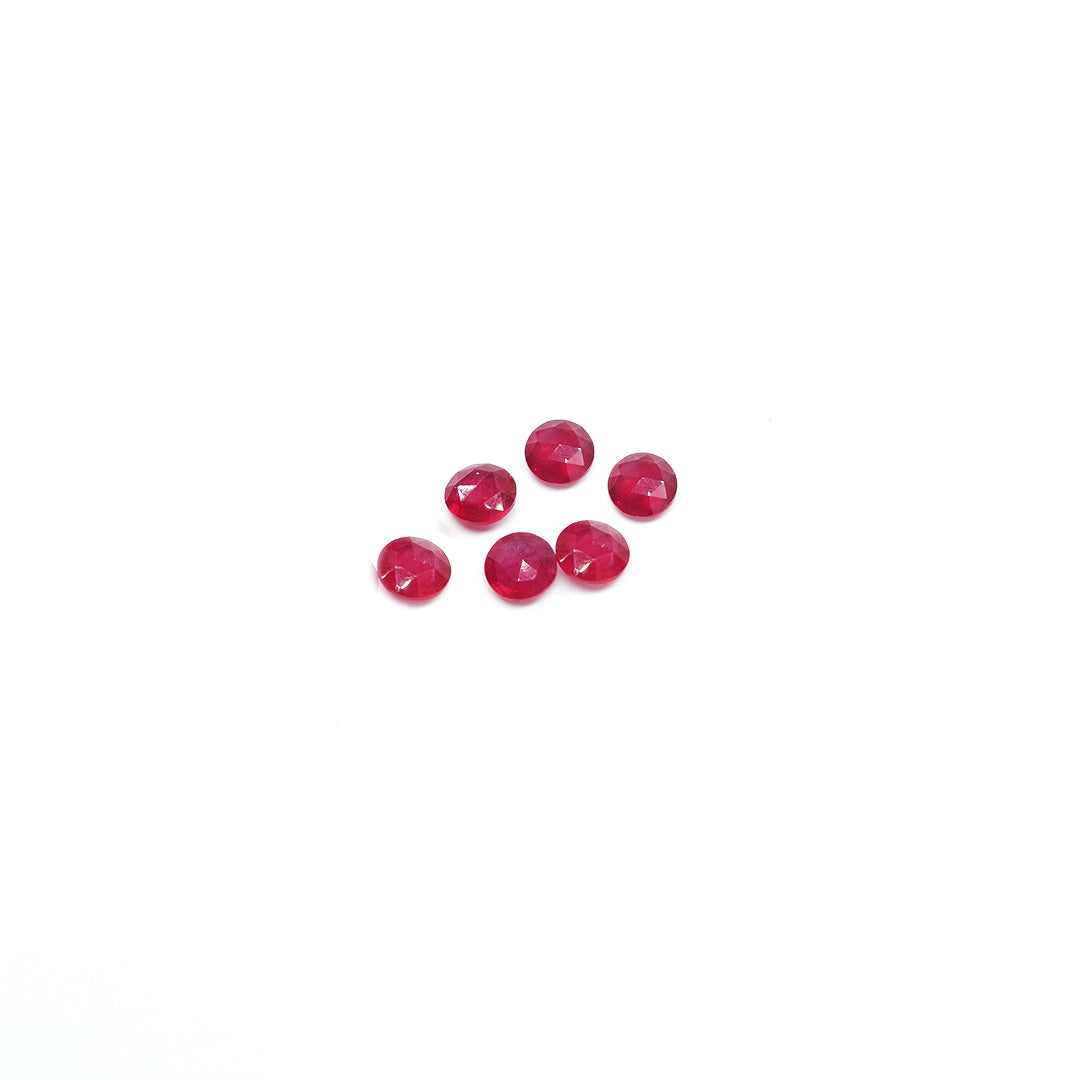 Natural Bangkok Ruby Calibrated Rosecut Briolette Rounds | 5mm & 6mm