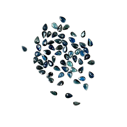 Natural  Bangkok Untreated Teal Sapphire Calibrated Pears | 3x5mm & 6x4mm