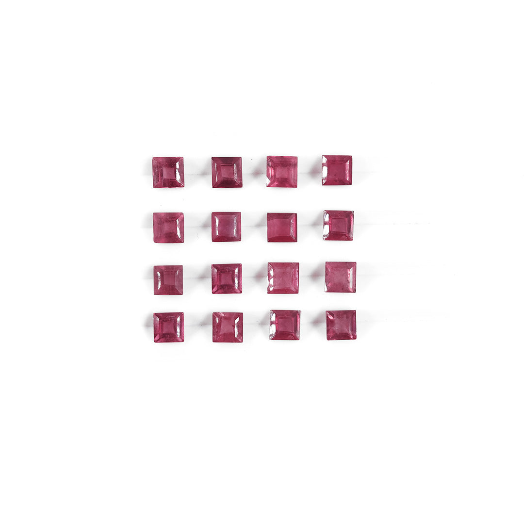 Natural Bangkok Ruby Calibrated Squares | 4mm & 5mm