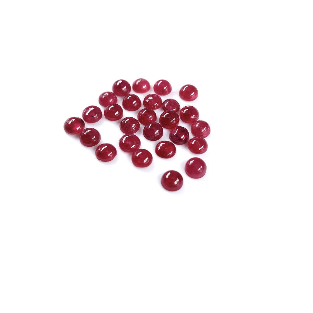 Natural Bangkok Ruby Calibrated Cabochon Rounds | 6mm & 7mm