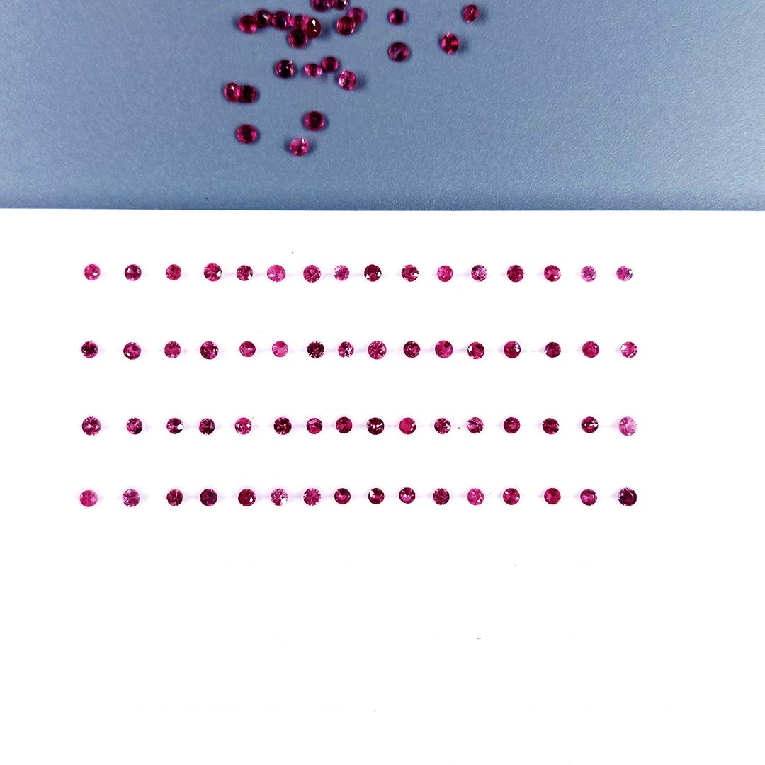 Natural Burma Ruby Calibrated Diamond Cut Rounds | 1.5mm & 2mm