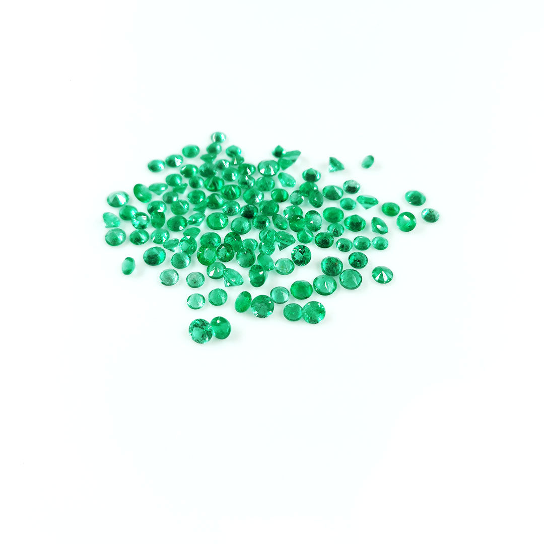 Natural Zambian Emerald Calibrated Diamond Cut Rounds | 2mm & 3mm