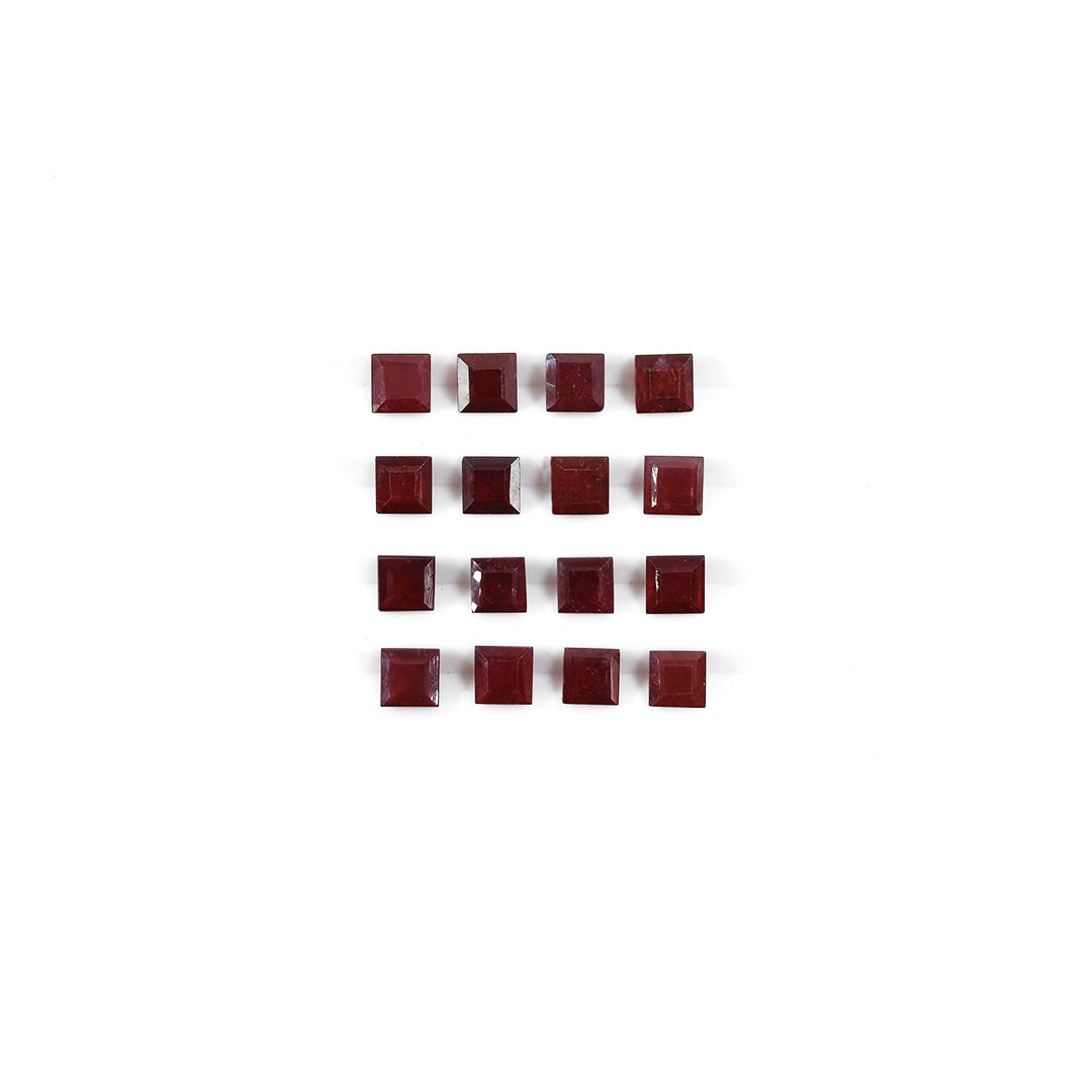 Natural Bangkok Ruby Calibrated Squares | 4mm & 5mm