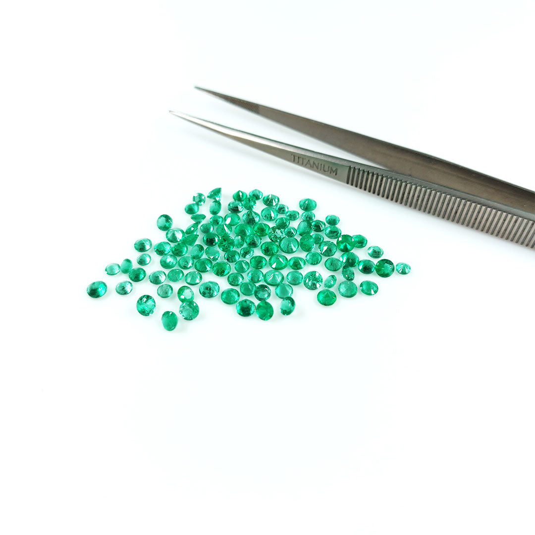 Natural Zambian Emerald Calibrated Diamond Cut Rounds | 2mm & 3mm