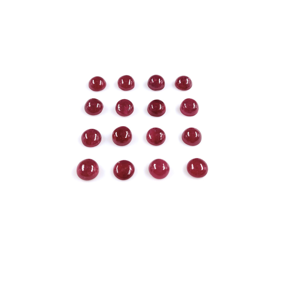 Natural Bangkok Ruby Calibrated Cabochon Rounds | 6mm & 7mm