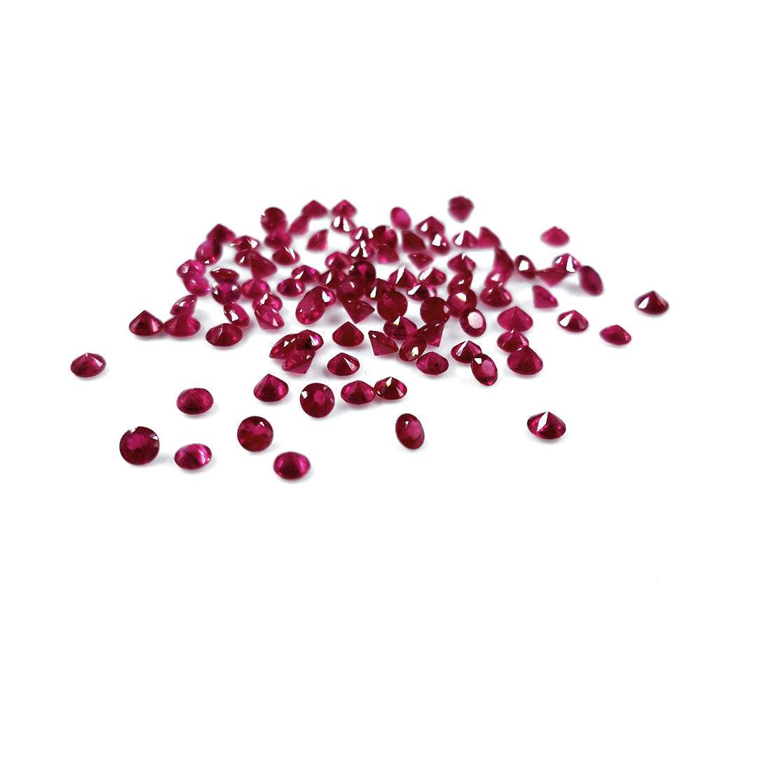 Natural Burma Ruby Calibrated Diamond Cut Rounds 3mm