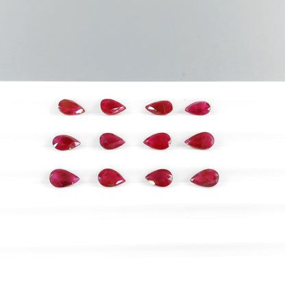 Natural Burma Ruby Heated Calibrated Pears, 6X4mm