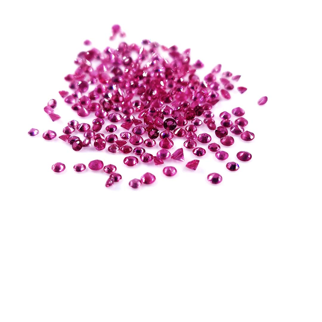 Natural Burma Ruby Calibrated Diamond Cut Rounds | 1.5mm & 2mm