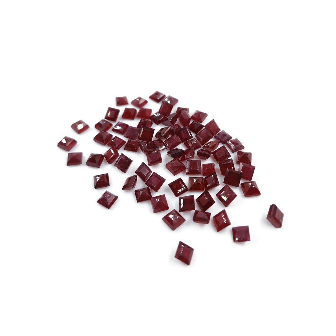 Natural Bangkok Ruby Calibrated Squares | 4mm & 5mm