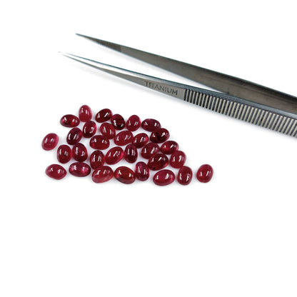 Natural Bangkok Ruby Calibrated Cabochon Ovals | 3x5mm & 4x6mm