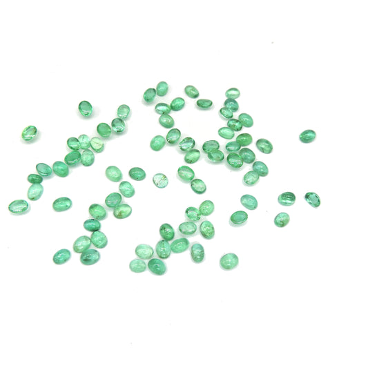 Natural Emerald Calibrated Cabochon Ovals | 3x4mm & 4x5mm