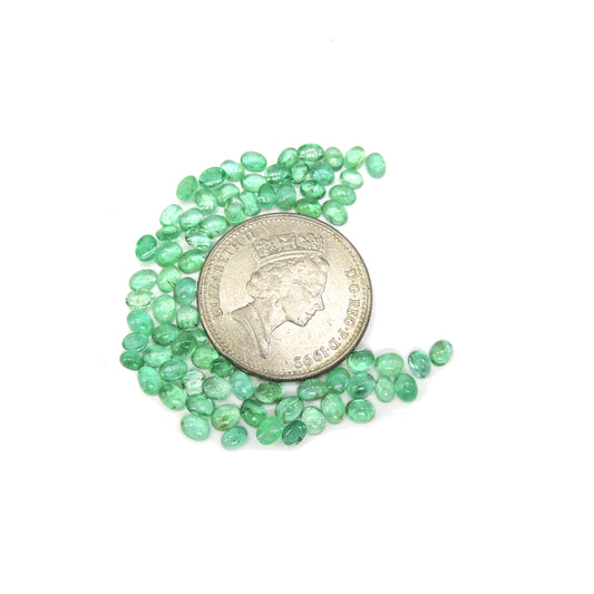 Natural Emerald Calibrated Cabochon Ovals | 5x6mm & 6x7mm