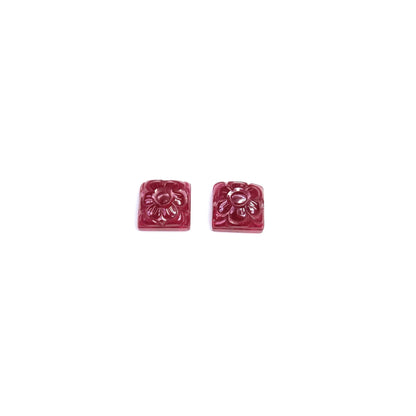 Natural Bangkok Ruby Flower Carved Square 21.56cts