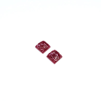 Natural Bangkok Ruby Flower Carved Square 21.56cts