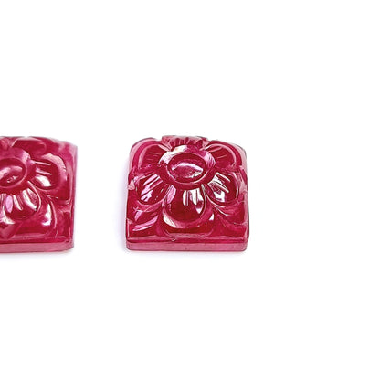 Natural Bangkok Ruby Flower Carved Square 21.56cts