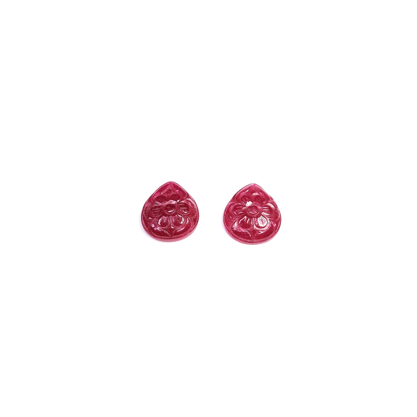 Natural Bangkok Ruby Flower Carved Pears 26.58cts