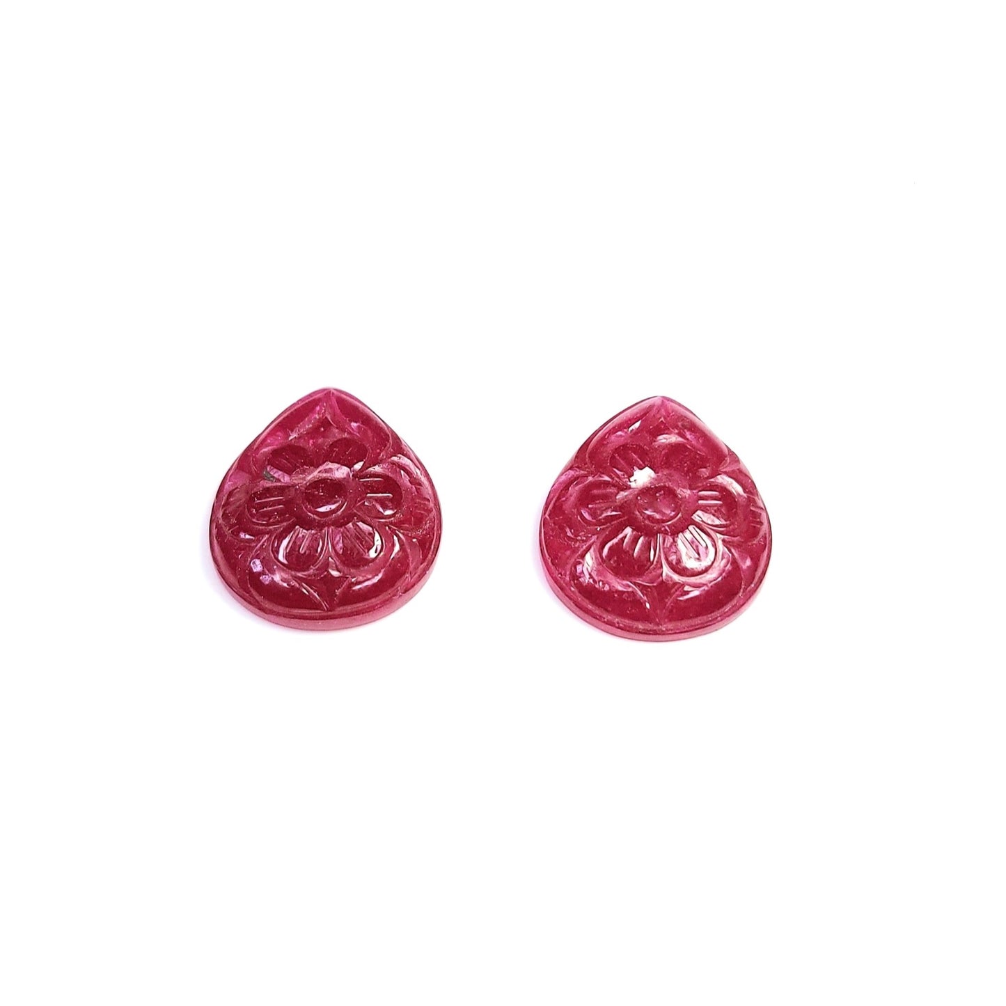 Natural Bangkok Ruby Flower Carved Pears 26.58cts