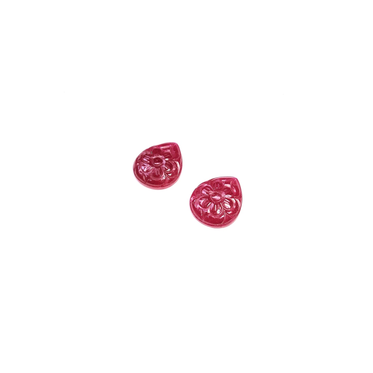 Natural Bangkok Ruby Flower Carved Pears 26.58cts