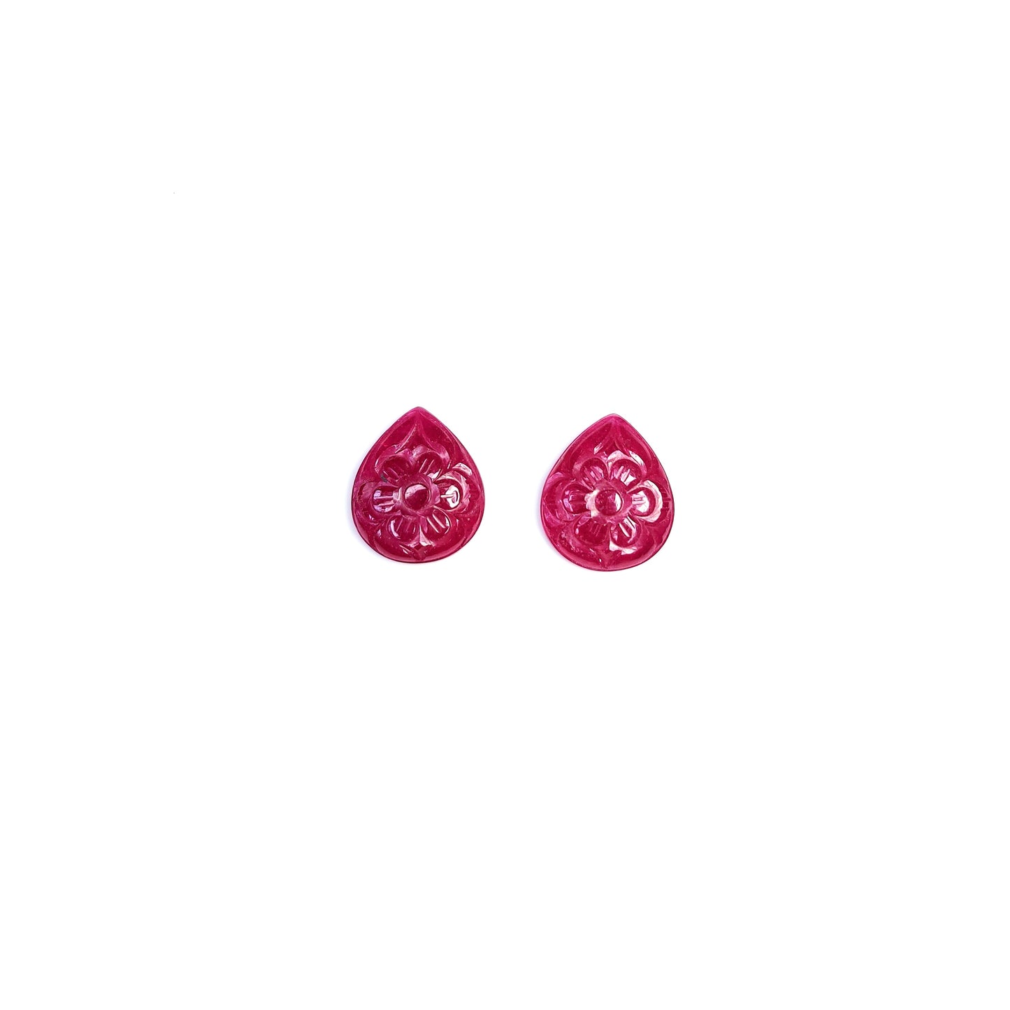 Natural Bangkok Ruby Flower Carved Pears 26.58cts