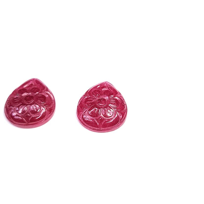 Natural Bangkok Ruby Flower Carved Pears 26.58cts