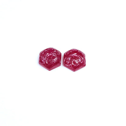 Natural Bangkok Ruby Flower Carved  Hexagons 64.67cts