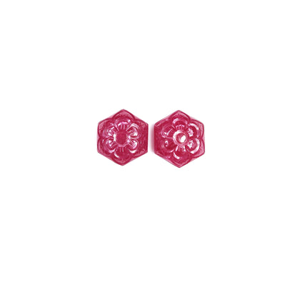 Natural Bangkok Ruby Flower Carved  Hexagons 64.67cts