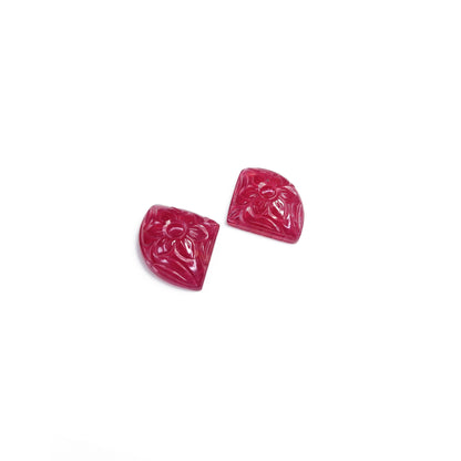 Natural Burma Ruby Flower Carved Squares 36.70cts