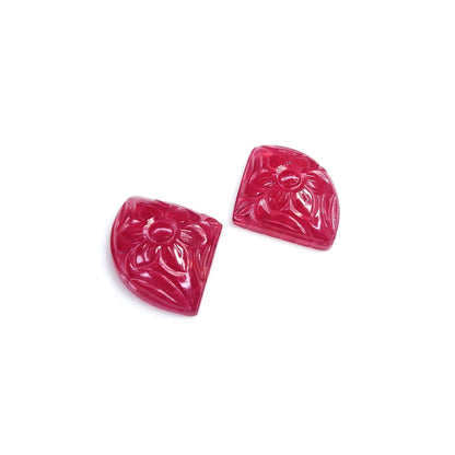 Natural Burma Ruby Flower Carved Squares 36.70cts