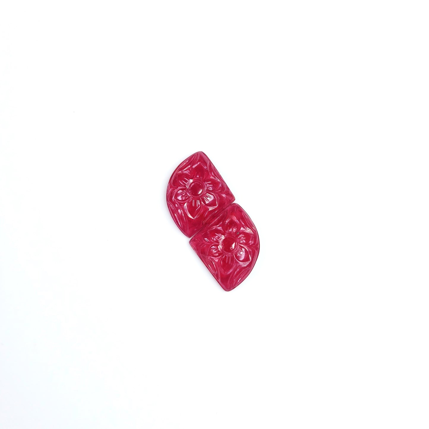 Natural Burma Ruby Flower Carved Squares 36.70cts