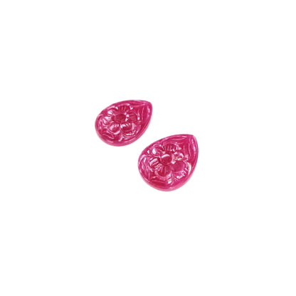 Natural  Bangkok Ruby Flower Carved Pears 41.61cts