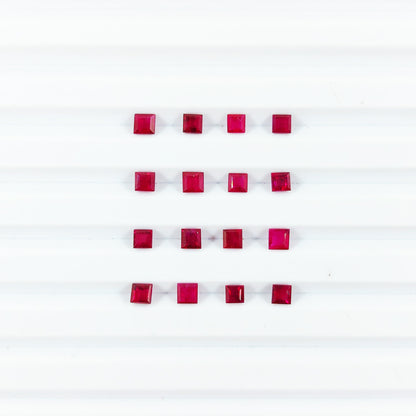 Natural Burma Ruby Calibrated Squares | 2mm & 3mm & 4mm